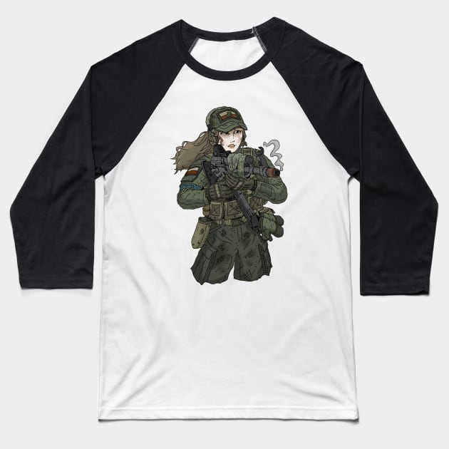 polish soldier girl. Baseball T-Shirt by JJadx